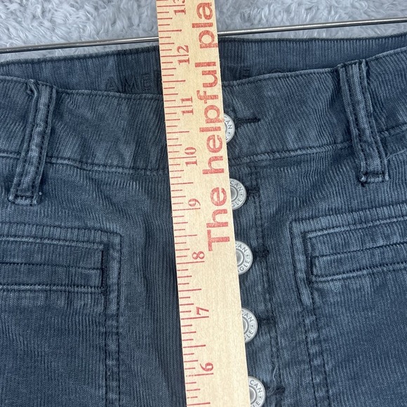 American Eagle Pants Womens 10 Gray Corduroy Flare Super High Rise Button Fly - Picture 12 of 13